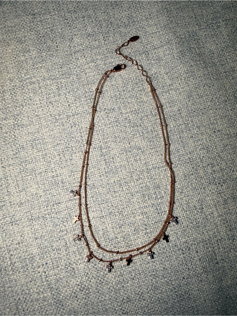 Astrid & Miyu Rose Gold Double-Layer Cross Necklace